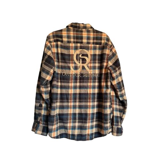 Burnside Sz L Plaid Flannel Button Down Flannel Shirt Outdoor Workwear - Picture 1 of 14